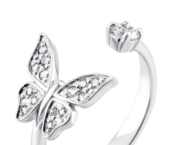 Срібна каблучка Метелик з фіанітами (500355-Р) : цена