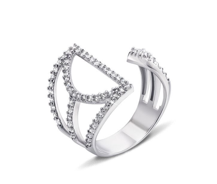 Фаланговое серебряное кольцо с фианитами (AZ01080/18)