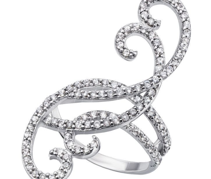 Фаланговое серебряное кольцо с фианитами (AZ01103/8): цена