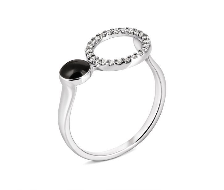 Серебряное кольцо с фианитами и эмалью (КВ1276с)