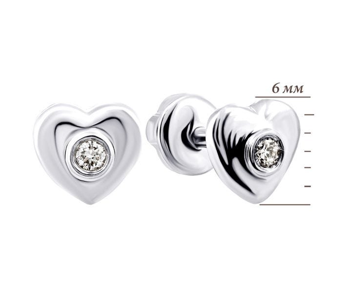 Срібні пусети Серце з діамантами (2207/1р-BR): цена