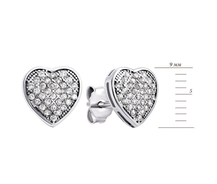 Срібні пусети Серце з фіанітами (ME0013-02): купить