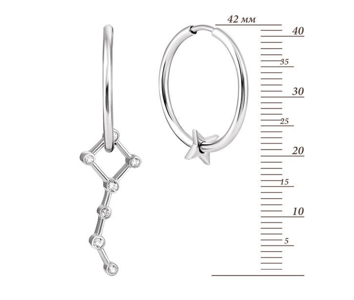 Срібні сережки-підвіски з фіанітами (СВ922(зв)с): цена