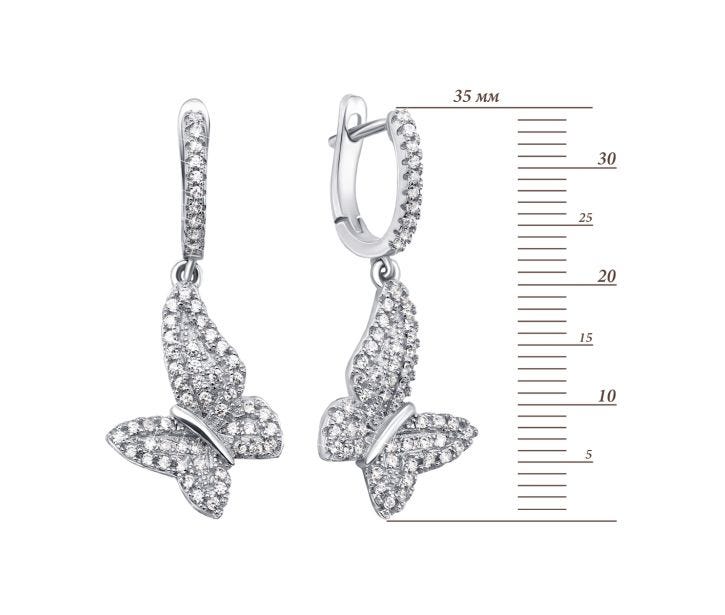 Срібні сережки-підвіски з фіанітами (PSS0769-E): цена