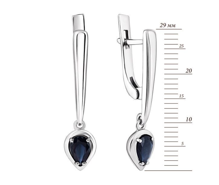 Срібні сережки-підвіски з сапфіром (2394/1р-NSPH): цена