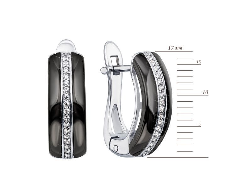 Срібні сережки з керамікою і фіанітами (СК2ФК/1003): цена