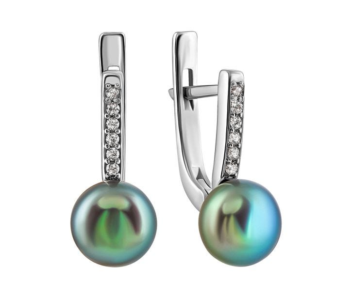 Срібні сережки з перлами і фіанітами (2437чб/1р-PBL)