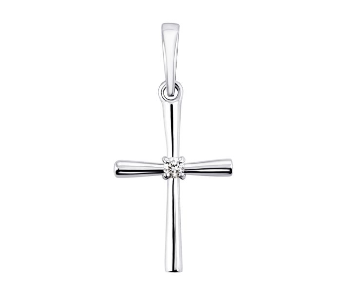 Срібний хрестик з діамантом (СД-027р): купить