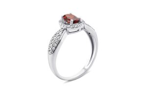 Серебряное кольцо с гранатом и фианитами (1511/1р-GARN)