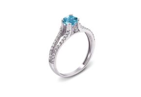 Серебряное кольцо с топазом swiss и фианитами (1665/9р-TSWB)
