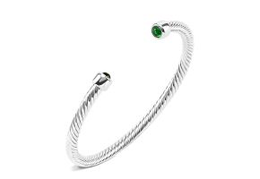 Жесткий безразмерный браслет с зеленым стеклом (B-B-181SR)