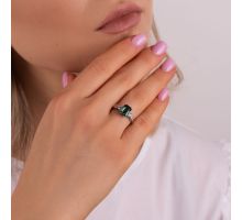 Серебряное кольцо с зеленым кварцем и фианитами (1417/1р-QGR): купить