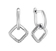 Серебряные серьги-подвески с фианитами (1EA104843)