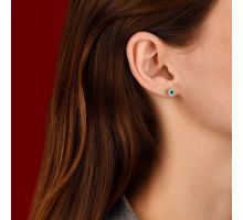 Серебряные пуссеты с зеленым агатом и фианитами (2111/9р-GAG): купить