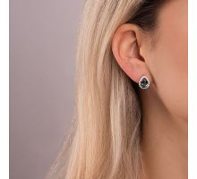 Срібні сережки з зеленим кварцом і фіанітами (2131/1р-QGR): купить