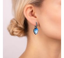 Серебряные серьги-подвески с танзанитом и фианитами (2133ч/1р-QTANZ): купить