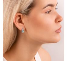 Срібні сережки з зеленим кварцом і фіанітами (2334/9р-QGR): купить