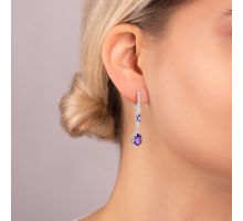 Серебряные серьги-подвески с аметистом и фианитами  (2400/1р-AMET): купить
