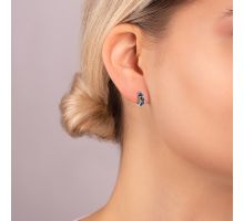 Серебряные серьги с сапфиром и фианитами (2503/9р-NSPH): купить