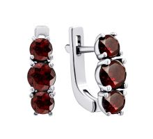Серебряные серьги с гранатом (2976/9р-GARN)