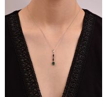 Серебряная подвеска с гранатом и зеленым кварцем (3903р-GARNQG): купить