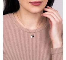 Серебряное колье Сердце с фианитом (5D14487): купить