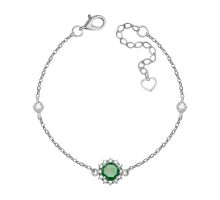 Серебряный браслет с зелёным агатом и фианитами (4219р-GRAG)