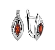 Серебряные серьги с гранатом и фианитами (703/грсб/з/род)