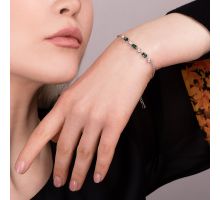 Серебряный браслет с зеленым кварцем и фианитами (4197р-QGR): купить