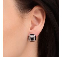 Серебряные серьги с ониксом (E37834): купить