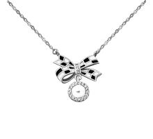 Серебряное колье с жемчугом и фианитами (EN02469): купить