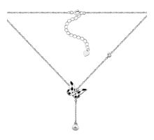 Серебряное колье с жемчугом и фианитами (EN02472)