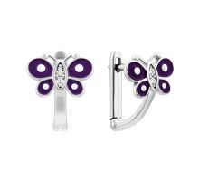 Серебряные серьги с эмалью и фианитами (SZDE06668)