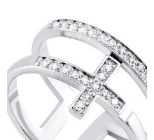 Фаланговое серебряное кольцо с фианитами (500013-Р): купить