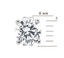 Серебряный одиночный пуссет с фианитом (SE01392 mono): купить