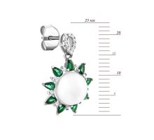 Серебряные серьги-подвески с жемчугом и фианитами (SE00114): купить