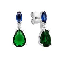 Серебряные серьги-пуссеты с crystal (SE37175 sap green)