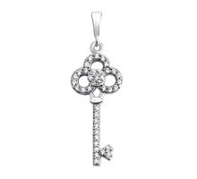 Серебряная подвеска Ключик с фианитами (ЛК-0135р)