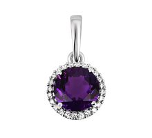 Серебряная подвеска с аметистом и фианитами (3896р-AMET)