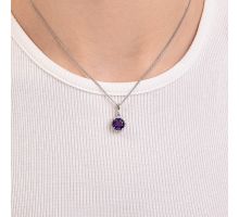 Серебряная подвеска с аметистом и фианитами (3896р-AMET): купить