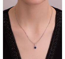 Серебряная подвеска с гидротермальным сапфиром и фианитами (3634р-HSPH): купить