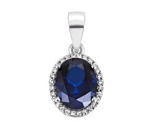 Серебряная подвеска с гидротермальным сапфиром и фианитами (3890р-HSPH)