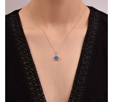 Серебряная подвеска с кварцем London blue и фианитами (3896р-QLB): купить