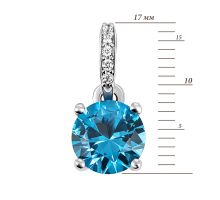 Серебряная подвеска с кварцем London blue и фианитами (3899р-QLB): купить