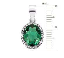 Серебряная подвеска с зеленым кварцем и фианитами (3890р-QGR): купить