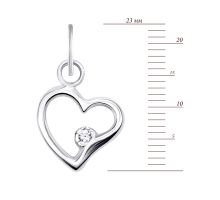 Серебряная подвеска Сердце с фианитом (018П.Rh): купить