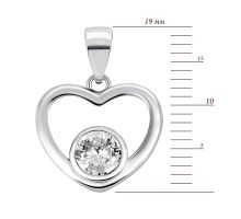 Серебряная подвеска Сердце с фианитом (7P18613): купить