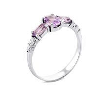Серебряное кольцо с аметистом и фианитами (1325/1р-AMET)