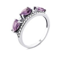 Серебряное кольцо с аметистом и фианитами (1360/1р-AMET)