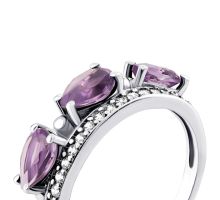 Серебряное кольцо с аметистом и фианитами (1360/1р-AMET): купить
